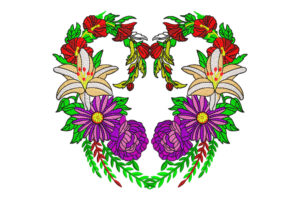 Heart Shaped Floral Wreath Embroidery Design