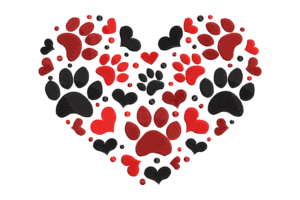 Heart-Shaped Paw Print Embroidery Design