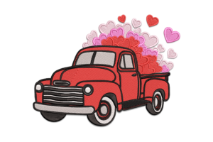 Heart Truck Embroidery Design