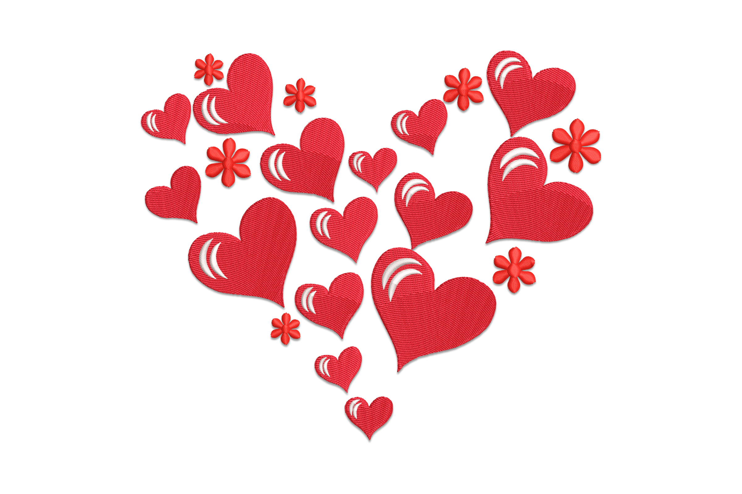 Heart with Flowers Embroidery Design