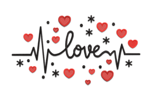Heartbeat Love Embroidery Design
