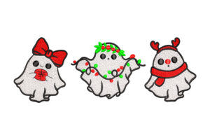 Holiday Spirit Ghost Trio Embroidery Design