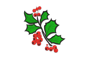 Holly Leaves & Berries Embroidery Design
