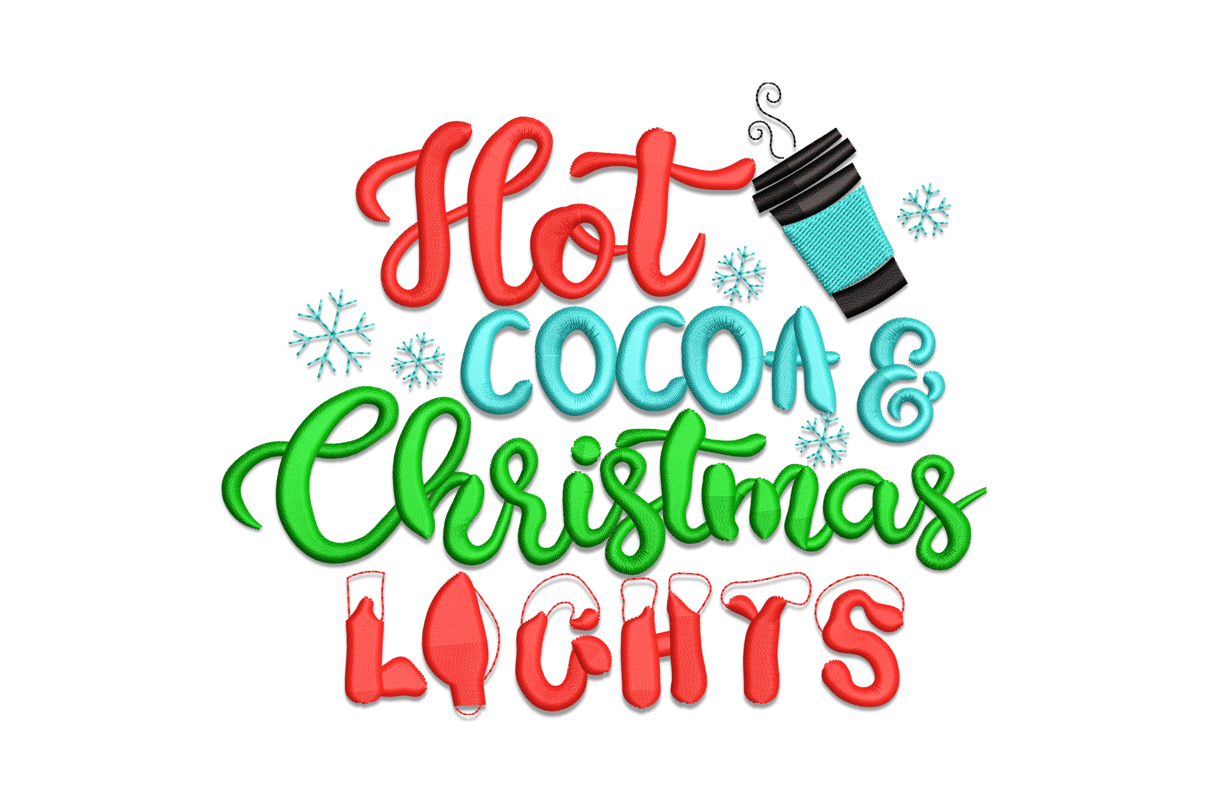 Hot Cocoa & Christmas Lights Embroidery