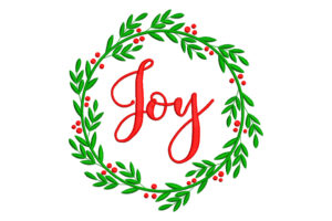 Joy Wreath Christmas Embroidery Design