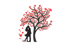Kiss Under Love Tree Embroidery Design