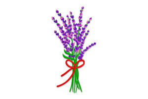 Lavender Bouquet with Red Ribbon Embroidery Design