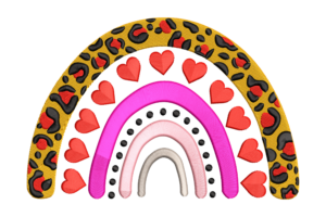 Leopard Rainbow with Hearts Embroidery Design