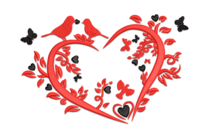 Love Birds Heart Embroidery Design