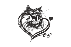 Love Cat Embroidery Design