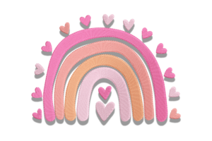 Love Hearts Rainbow Embroidery Design