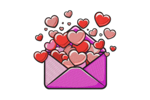 Love Letter Envelope Valentine Embroidery Design