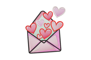 Love Letter with Floating Hearts Embroidery Design