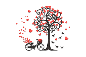 Love Tree and Bicycle Embroidery Design