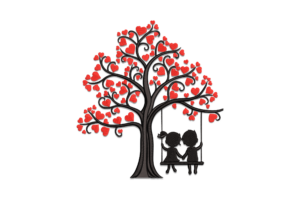 Love Tree with Swing Embroidery Design