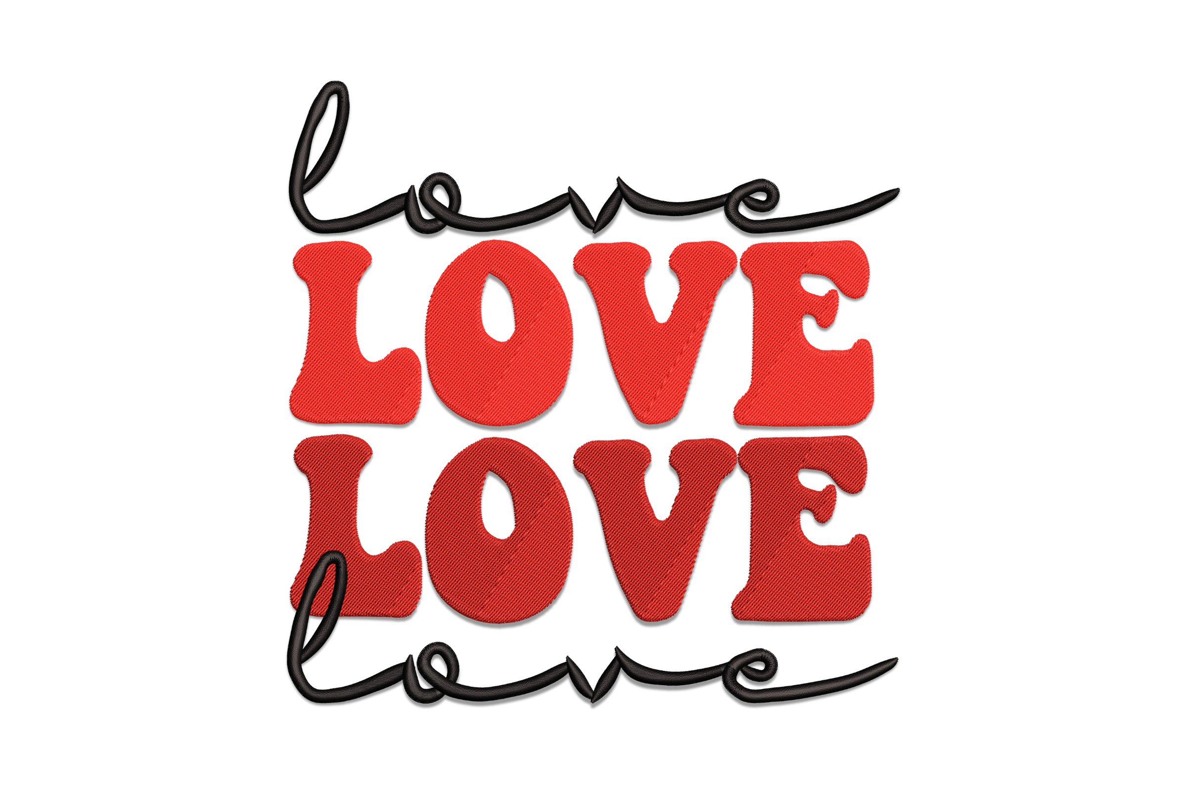 Love Typography Embroidery Design