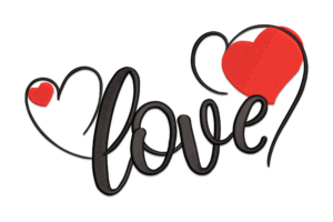 Love with Hearts Embroidery Design