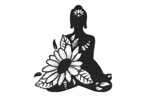 Meditative Silhouette with Sunflower Embroidery Design