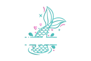 Mermaid Tail Splashes Embroidery Design