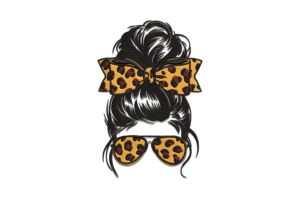 Messy Bun Leopard Print Embroidery Design