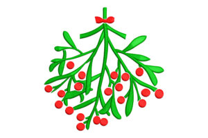 Mistletoe with Red Bow Embroidery Design