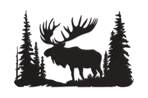Moose with Trees Embroidery Design