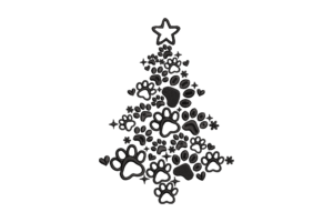 Paw Print Christmas Tree Embroidery Design