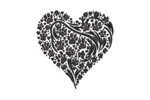 Paw Print Heart Embroidery Design