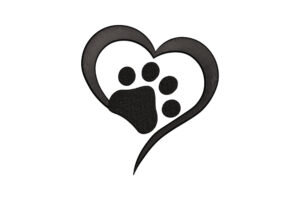 Paw Print in Heart Outline Embroidery Design