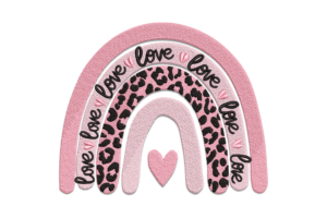 Pink Leopard Love Rainbow Embroidery Design