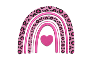 Pink Leopard Rainbow Embroidery Design