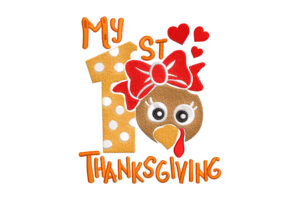Premium Baby Girl First Thanksgiving Embroidery Design