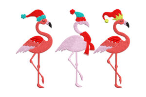 Premium Christmas Flamingo Trio Embroidery Design