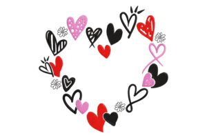 Premium Colorful Heart Wreath Embroidery Design