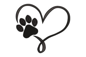 Premium Heart & Paw Print Embroidery Design