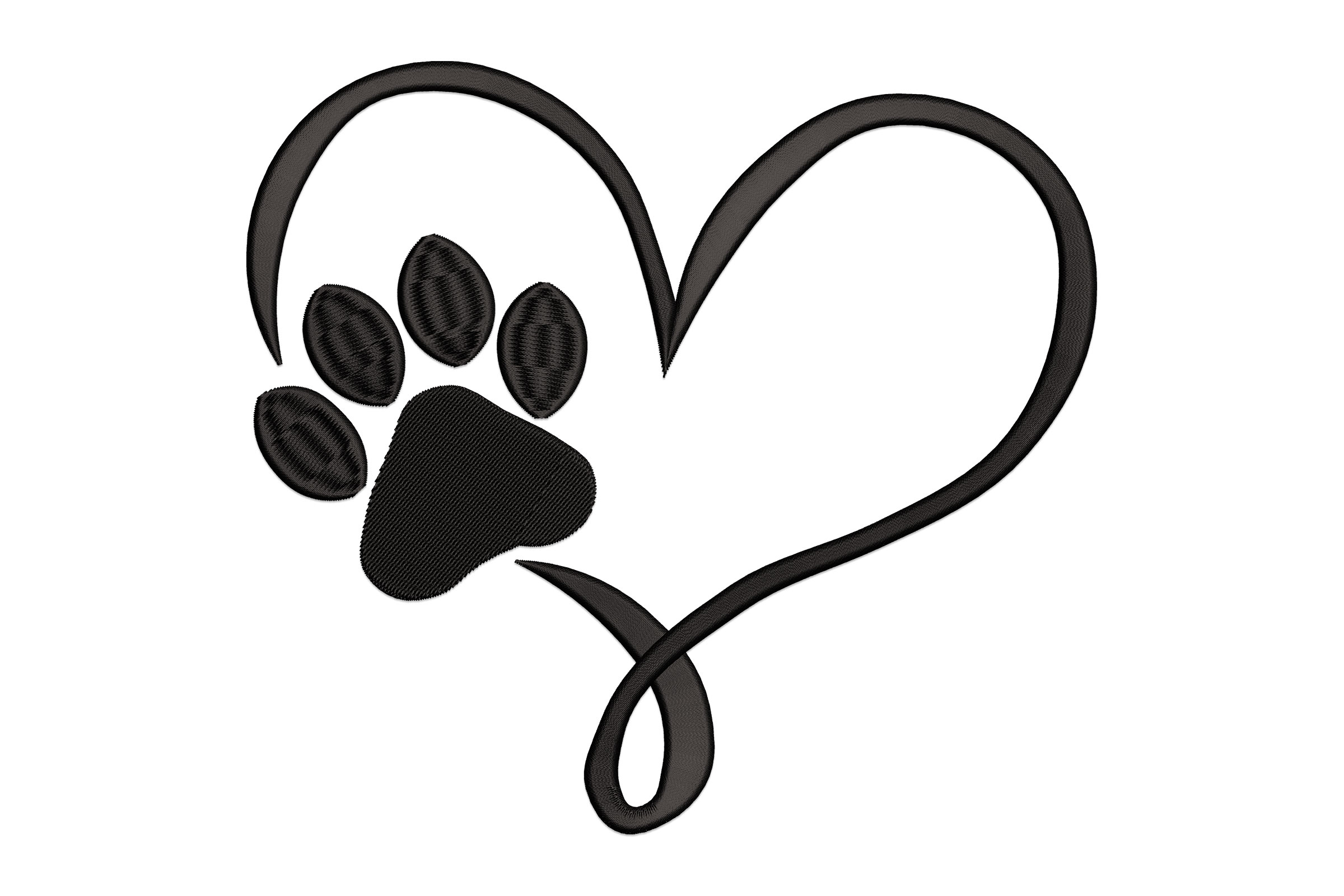 Free Premium Heart & Paw Print Embroidery Design