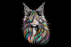 Premium Multicolor Maine Coon Embroidery Design