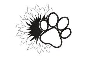 Premium Sunflower & Paw Print Embroidery Design