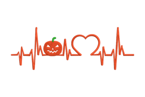Pumpkin Heartbeat Embroidery Design