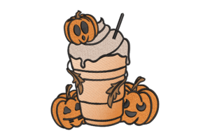 Pumpkin Spice Latte Halloween Embroidery Design