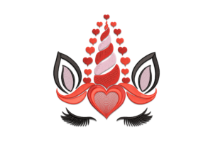 Valentine Unicorn Machine Embroidery Design