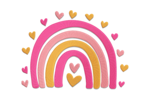 Rainbow & Hearts Embroidery Design