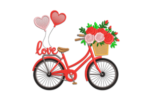 Romantic Bicycle Embroidery Design