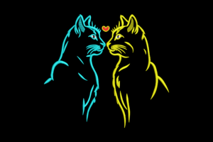 Romantic Cat Couple Embroidery Design