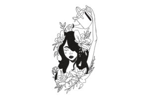 Self-Care Floral Woman Embroidery Design