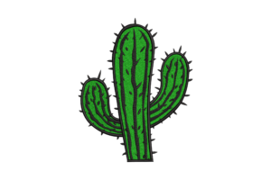 Simple Desert Cactus Embroidery Design