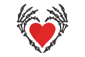 Skeleton Hands Heart Embroidery Design
