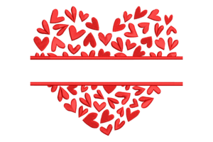 Split Heart with Scattered Hearts Embroidery Design