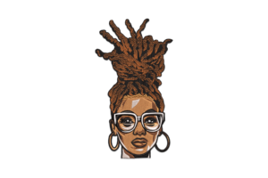 Stylish Afro Woman with Dreadlocks Embroidery Design
