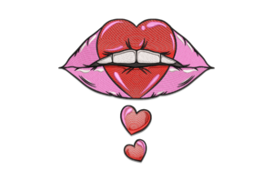 Stylish Lips Embroidery Design